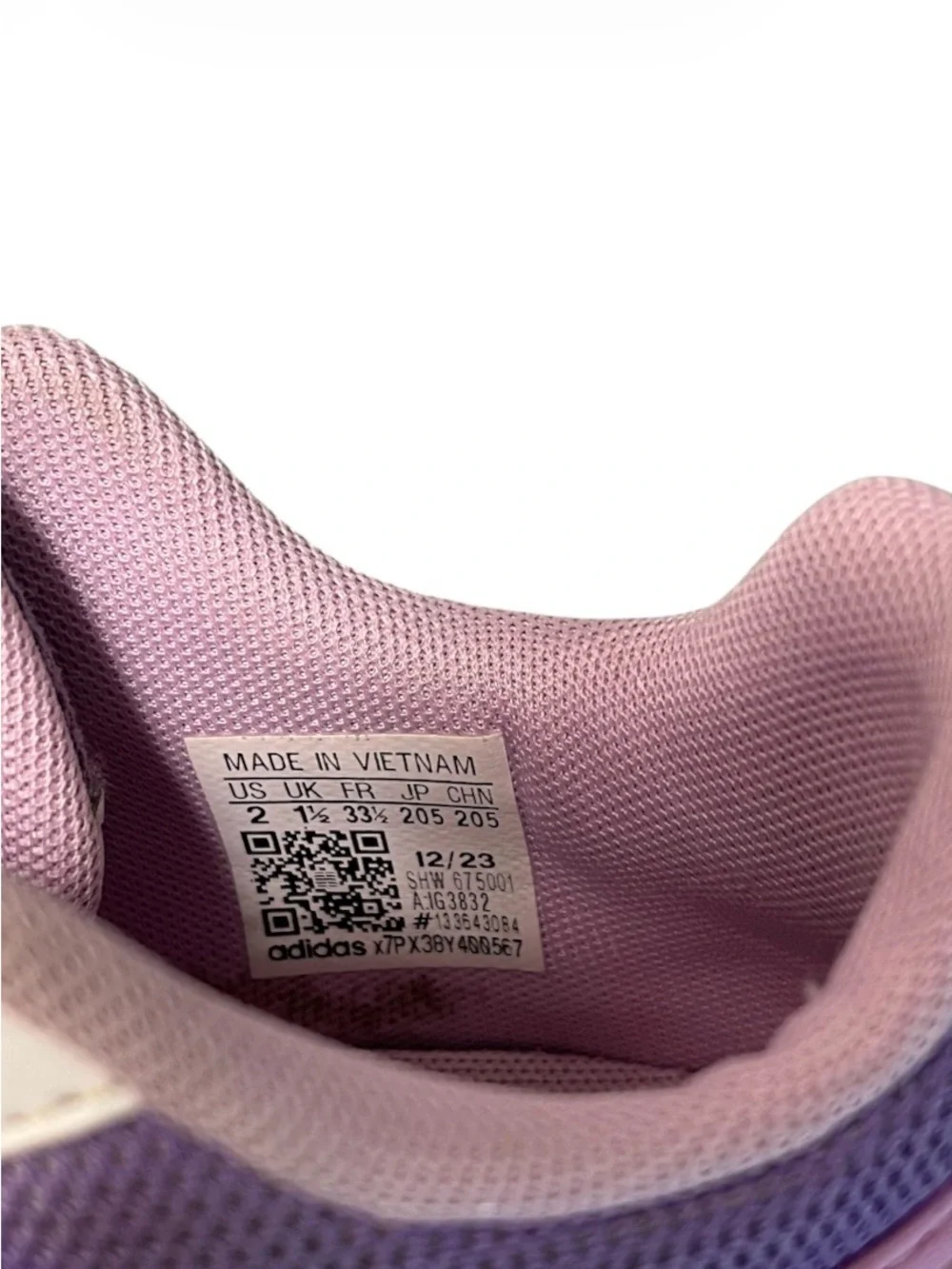 adidas White Sneakers with Lavender Accents - Kids